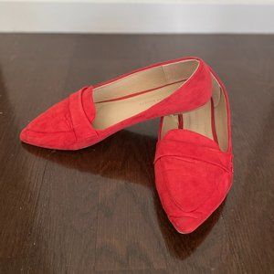 Streetwear Society Red Faux Suede Flats